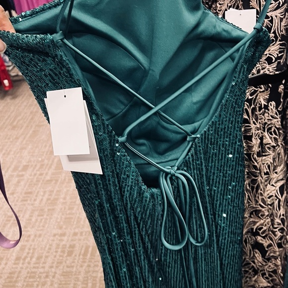 Violet Weekend Halter Neck Sequin Dress- Emerald - Picture 7 of 7